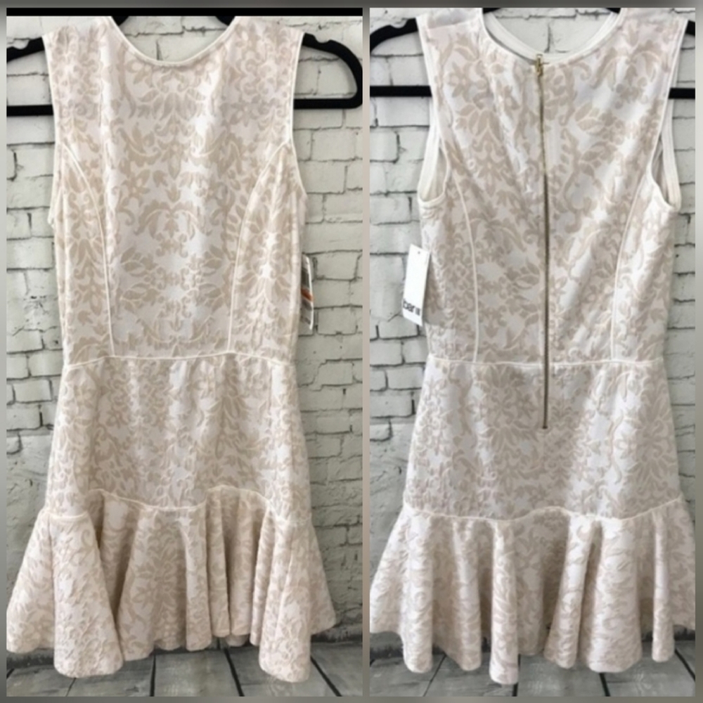 Bar III ivory jacquard knit sheath dress